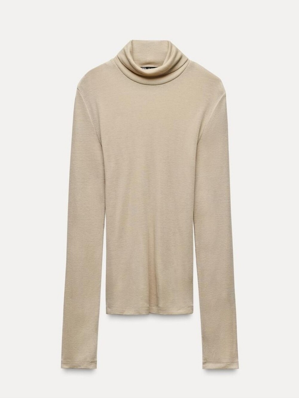 Zara Wool Blend Beige Sheer Turtleneck For Women
